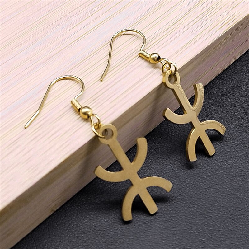 Afrika Amazigh ⵣ Letter Ethnic Amulet Style Drop Ohrringe Stainless Steel Gold Color Jewelry