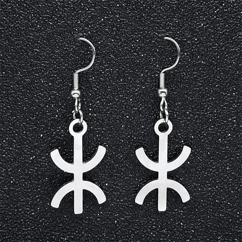 Afrika Amazigh ⵣ Letter Ethnic Amulet Style Drop Ohrringe Stainless Steel Gold Color Jewelry
