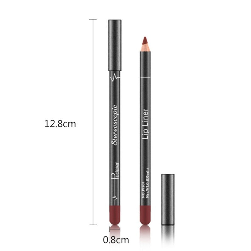 Pudaier 12 Colors/Set Makeup Lip Liner Stylish Solid Color Sexy Matte Stick Waterproof Lasting Lip Liner Pencil Beauty Maquiagem