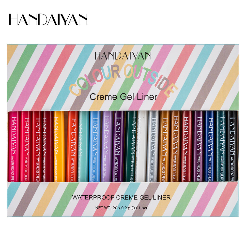 HANDAIYAN Eyeliner Gel Pen 20 Packs Quick-Drying Waterproof And Not Easy To Smudge Eyeliner Color Eyeliner