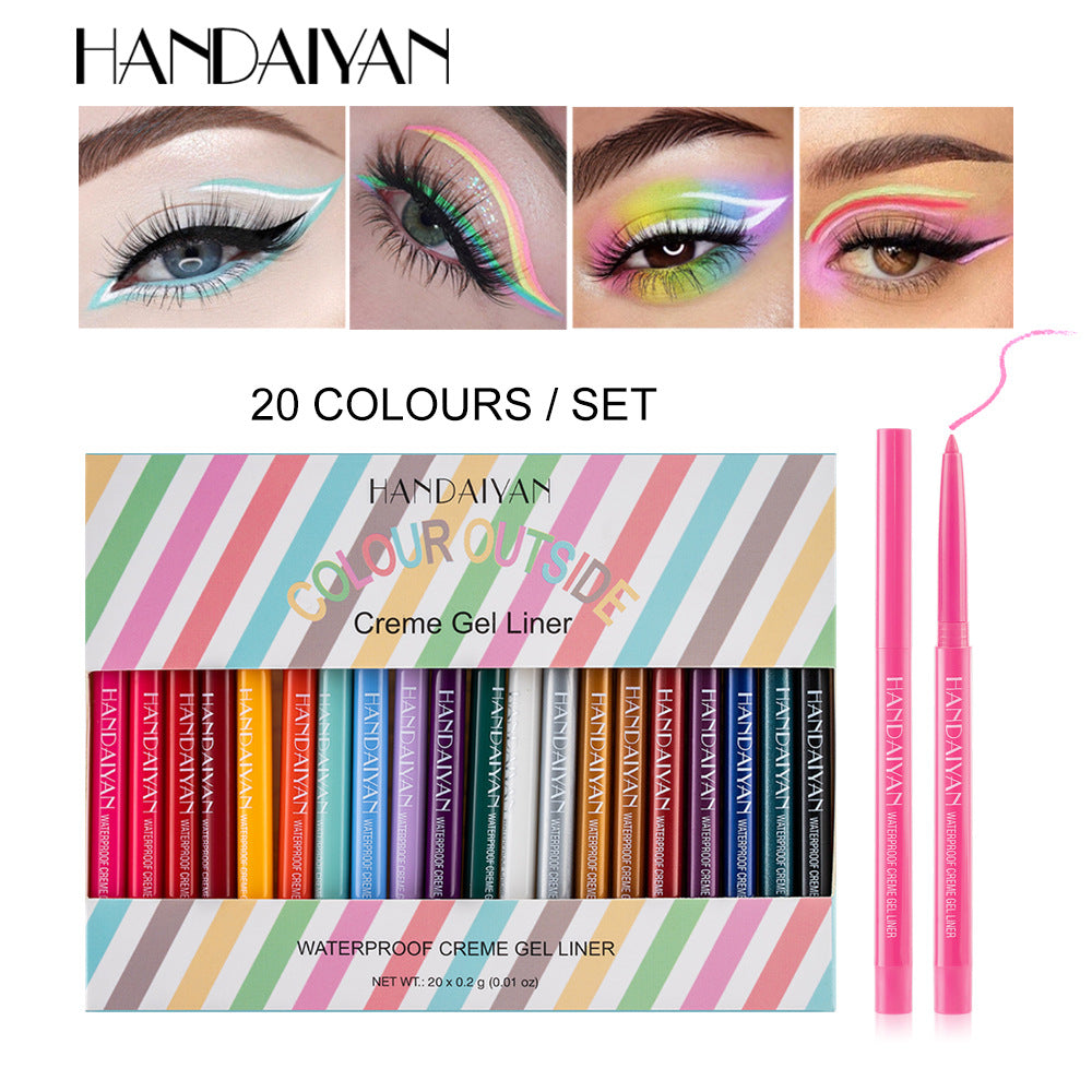 HANDAIYAN Eyeliner Gel Pen 20 Packs Quick-Drying Waterproof And Not Easy To Smudge Eyeliner Color Eyeliner