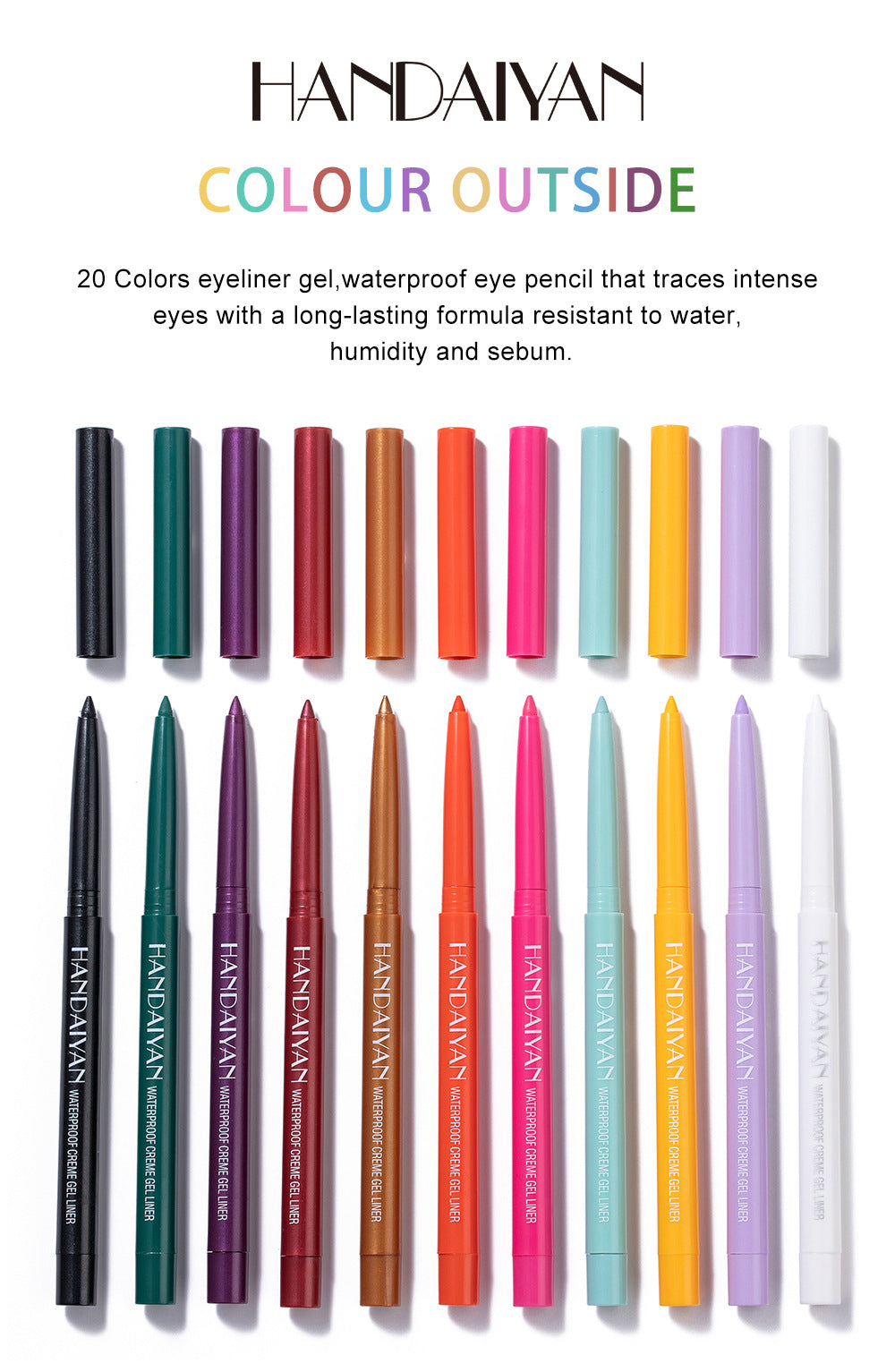 HANDAIYAN Eyeliner Gel Pen 20 Packs Quick-Drying Waterproof And Not Easy To Smudge Eyeliner Color Eyeliner